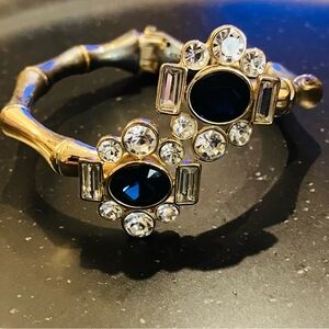 Lilly Pulitzer- Large Sapphire set in Diamonds Hinged Cuff. Shows minor wear.